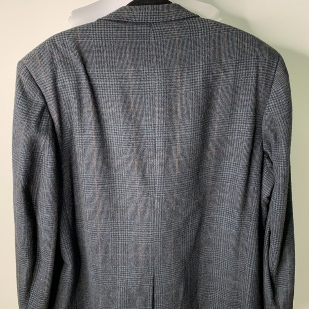 Vintage Burberrys Men's Blue Plaid 100% Camel Hair Sports Coat Blazer Jacket - Picture 10 of 13
